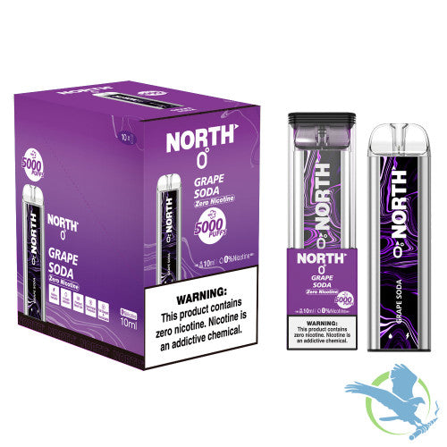 North 10ML 5000 Puffs 550mAh Prefilled Zero Nicotine Salt Rechargeable Disposable Vape Device With Mesh Coil & E-liquid & Battery Indicator - Display of 10