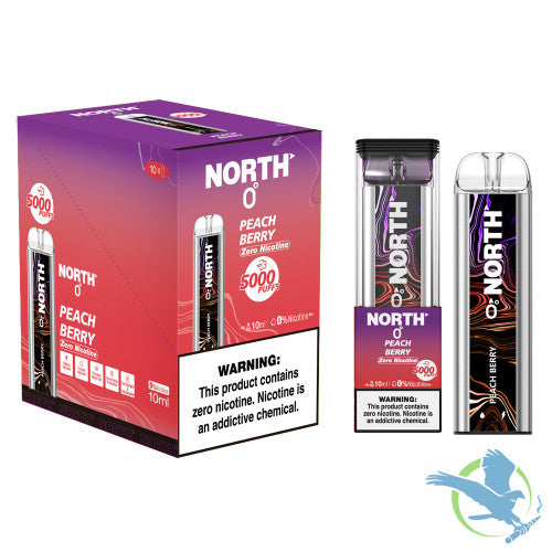North 10ML 5000 Puffs 550mAh Prefilled Zero Nicotine Salt Rechargeable Disposable Vape Device With Mesh Coil & E-liquid & Battery Indicator - Display of 10