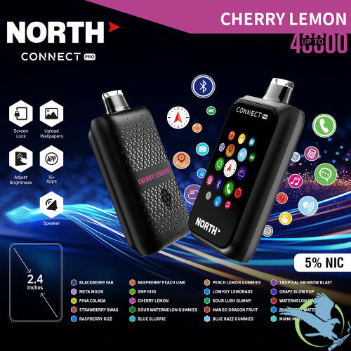 North Connect Pro 40K Puffs 20ML Disposable Device With Bluetooth Connections & Engraved Grip Texture - Display of 5