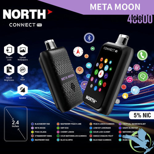 North Connect Pro 40K Puffs 20ML Disposable Device With Bluetooth Connections & Engraved Grip Texture - Display of 5