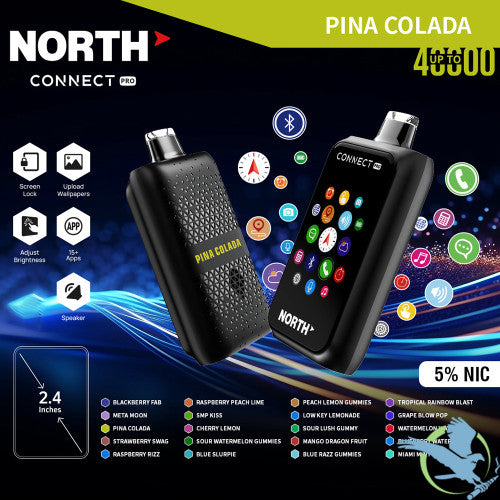 North Connect Pro 40K Puffs 20ML Disposable Device With Bluetooth Connections & Engraved Grip Texture - Display of 5