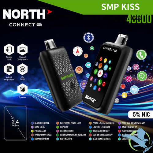 North Connect Pro 40K Puffs 20ML Disposable Device With Bluetooth Connections & Engraved Grip Texture - Display of 5