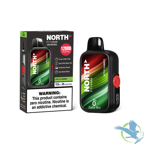 North FT12000 15ML 12000 Puffs Zero Nicotine Crown Airflow Dial Disposable Vape Device With Dual Plaid Mesh Coil & Immersive Screen - Display of 10