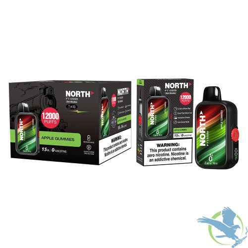 North FT12000 15ML 12000 Puffs Zero Nicotine Crown Airflow Dial Disposable Vape Device With Dual Plaid Mesh Coil & Immersive Screen - Display of 10