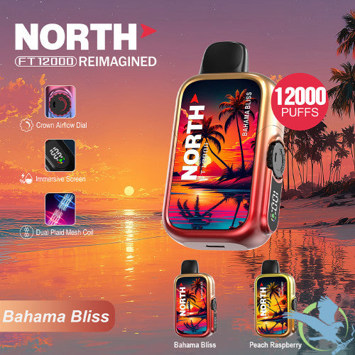 North FT12000 REIMAGINED 12K Puffs 15ML Disposable Device With Crown Airflow Dial - Display of 10