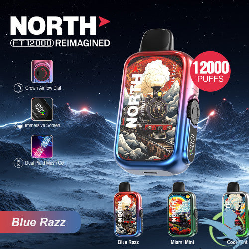North FT12000 REIMAGINED 12K Puffs 15ML Disposable Device With Crown Airflow Dial - Display of 10