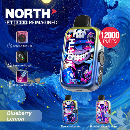 North FT12000 REIMAGINED 12K Puffs 15ML Disposable Device With Crown Airflow Dial - Display of 10