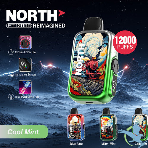 North FT12000 REIMAGINED 12K Puffs 15ML Disposable Device With Crown Airflow Dial - Display of 10