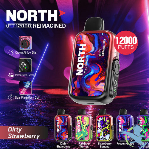 North FT12000 REIMAGINED 12K Puffs 15ML Disposable Device With Crown Airflow Dial - Display of 10