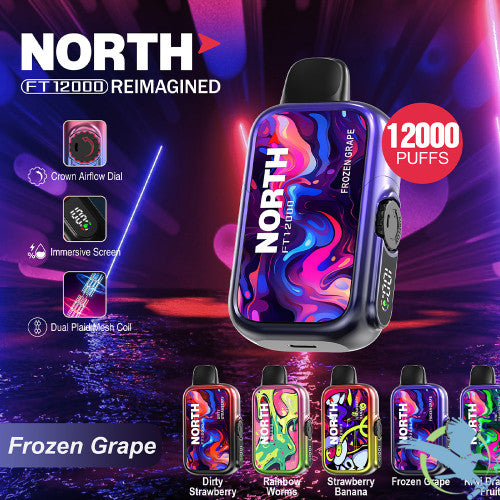 North FT12000 REIMAGINED 12K Puffs 15ML Disposable Device With Crown Airflow Dial - Display of 10
