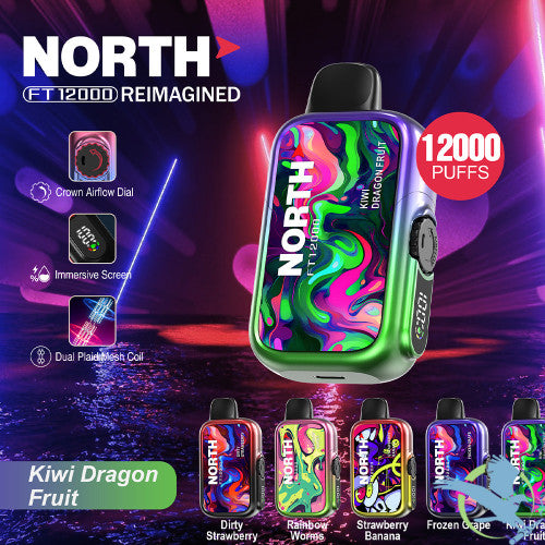 North FT12000 REIMAGINED 12K Puffs 15ML Disposable Device With Crown Airflow Dial - Display of 10