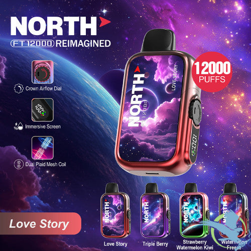 North FT12000 REIMAGINED 12K Puffs 15ML Disposable Device With Crown Airflow Dial - Display of 10