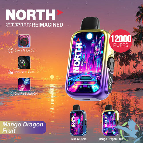 North FT12000 REIMAGINED 12K Puffs 15ML Disposable Device With Crown Airflow Dial - Display of 10
