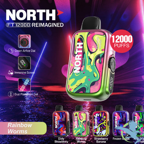 North FT12000 REIMAGINED 12K Puffs 15ML Disposable Device With Crown Airflow Dial - Display of 10