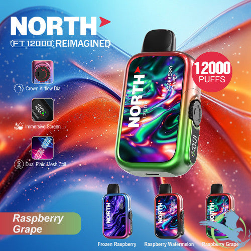 North FT12000 REIMAGINED 12K Puffs 15ML Disposable Device With Crown Airflow Dial - Display of 10