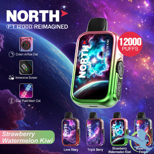 North FT12000 REIMAGINED 12K Puffs 15ML Disposable Device With Crown Airflow Dial - Display of 10