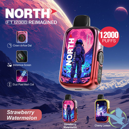 North FT12000 REIMAGINED 12K Puffs 15ML Disposable Device With Crown Airflow Dial - Display of 10