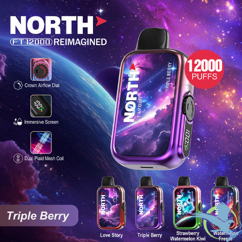 North FT12000 REIMAGINED 12K Puffs 15ML Disposable Device With Crown Airflow Dial - Display of 10