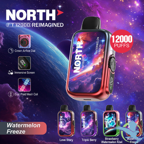 North FT12000 REIMAGINED 12K Puffs 15ML Disposable Device With Crown Airflow Dial - Display of 10