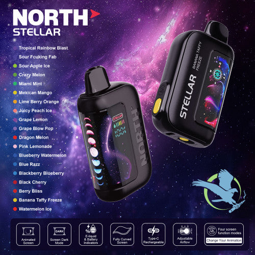 North Stellar Dark Moon Edition 40K Puffs 20ML Disposable Device With Fully Curved Screen & Four Screen Animations - Display of 5