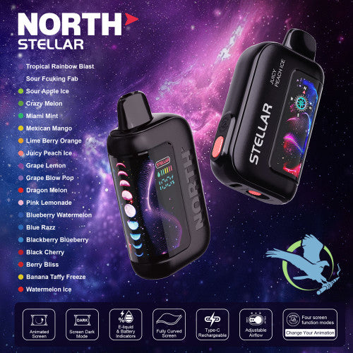 North Stellar Dark Moon Edition 40K Puffs 20ML Disposable Device With Fully Curved Screen & Four Screen Animations - Display of 5