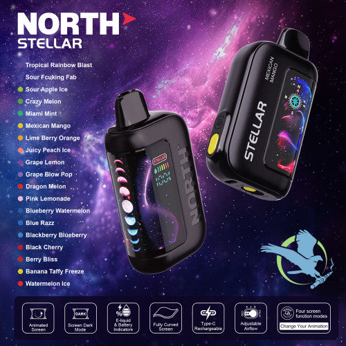 North Stellar Dark Moon Edition 40K Puffs 20ML Disposable Device With Fully Curved Screen & Four Screen Animations - Display of 5
