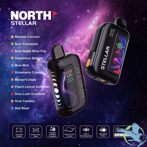 North Stellar Dark Moon Edition 40K Puffs 20ML Disposable Device With Fully Curved Screen & Four Screen Animations - Display of 5