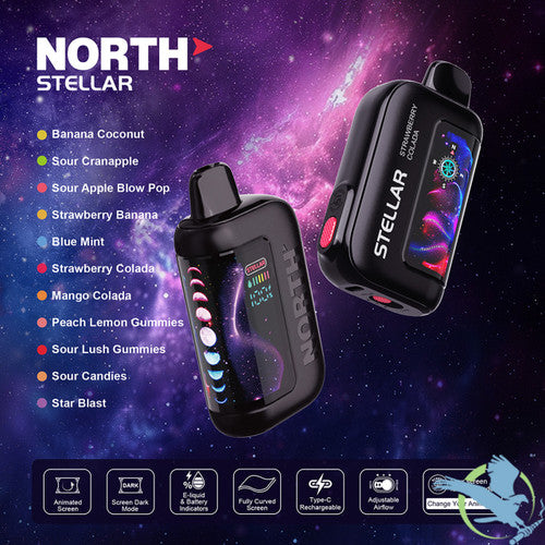 North Stellar Dark Moon Edition 40K Puffs 20ML Disposable Device With Fully Curved Screen & Four Screen Animations - Display of 5