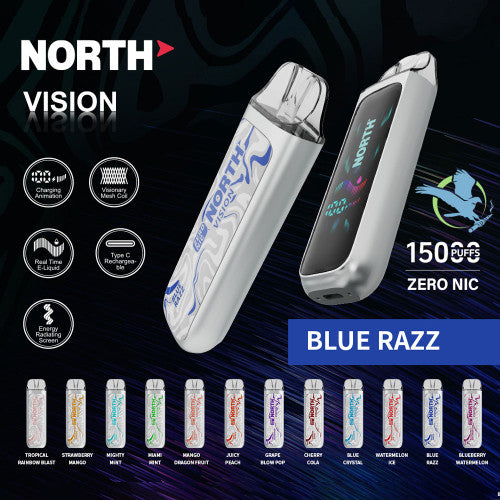 North Vision 15K Puffs 15ML Zero Nicotine Disposable Device With Visionary Mesh Coil & Energy Radiating Screen - Display of 5