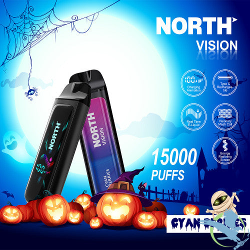 North Vision Halloween Edition 15K Puffs 15ML Disposable Device With Visionary Mesh Coil & Energy Radiating Screen - Display of 5