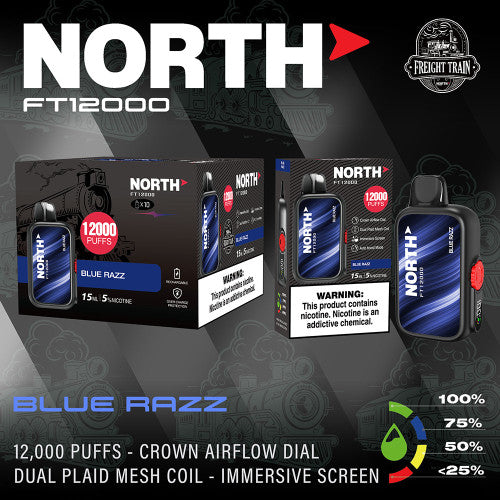 North FT12000 15ML 12000 Puffs 650mAh Prefilled Nicotine Salt Rechargeable Crown Airflow Dial Disposable Vape Device With Dual Plaid Mesh Coil & Immersive Screen - Display of 10