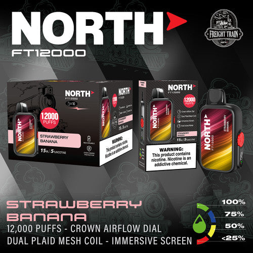 North FT12000 15ML 12000 Puffs 650mAh Prefilled Nicotine Salt Rechargeable Crown Airflow Dial Disposable Vape Device With Dual Plaid Mesh Coil & Immersive Screen - Display of 10