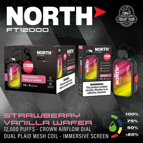 North FT12000 15ML 12000 Puffs 650mAh Prefilled Nicotine Salt Rechargeable Crown Airflow Dial Disposable Vape Device With Dual Plaid Mesh Coil & Immersive Screen - Display of 10