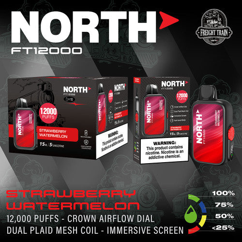 North FT12000 15ML 12000 Puffs 650mAh Prefilled Nicotine Salt Rechargeable Crown Airflow Dial Disposable Vape Device With Dual Plaid Mesh Coil & Immersive Screen - Display of 10