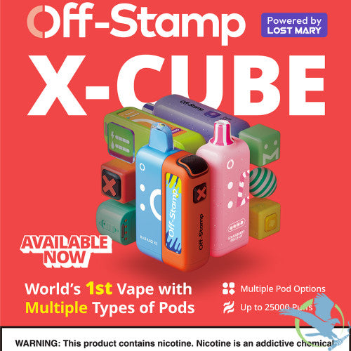 Off-Stamp X Cube Powered By LOST MARY 18ML 25K Puffs Smart Disposable Pod Kit With Interactive Animation & HD Smart Screen - Display of 5