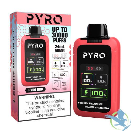 PYRO Duo 30K Puffs 24ML Disposable Device With Dual Tanks & HD Screen - Display of 5