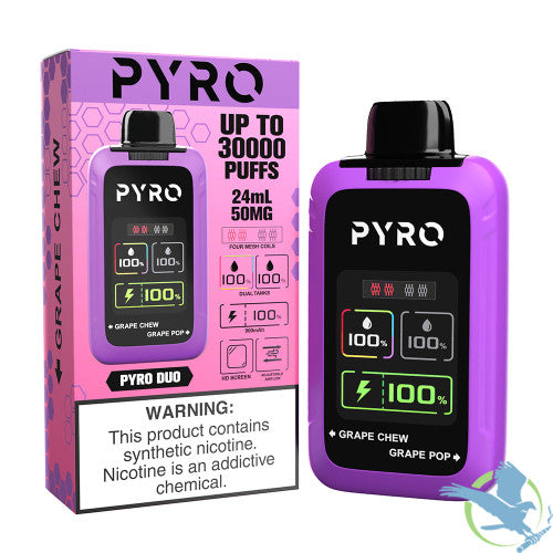PYRO Duo 30K Puffs 24ML Disposable Device With Dual Tanks & HD Screen - Display of 5
