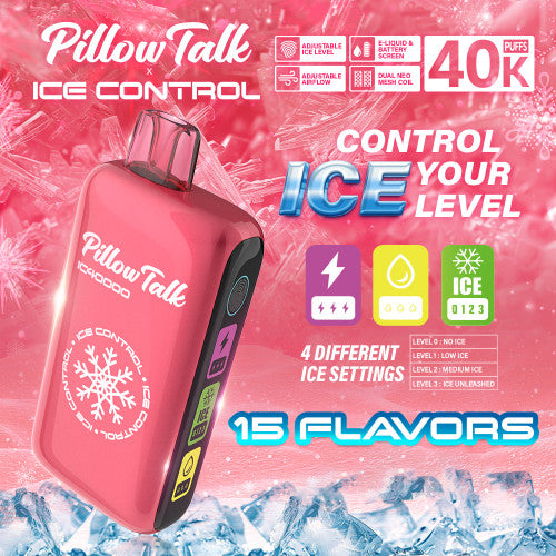Pillow Talk Ice Control IC40000 Puffs 20ML Disposable Device With Touch To Adjust Ice Level & LED Screen - Display of 5