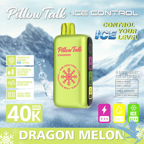 Pillow Talk Ice Control IC40000 Puffs 20ML Disposable Device With Touch To Adjust Ice Level & LED Screen - Display of 5