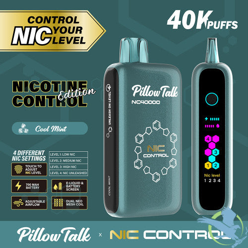 Pillow Talk Nic Control NC40000 Puffs 20ML Disposable Device With Touch To Adjust Nic Level & LED Screen - Display of 5