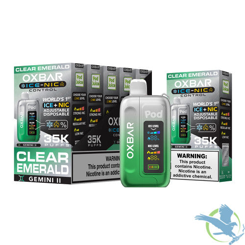 Pod Juice x OXBAR Ice + Nic Control 35K Puffs 14ML Adjustable Disposable Device With Mega Screen - Display of 5