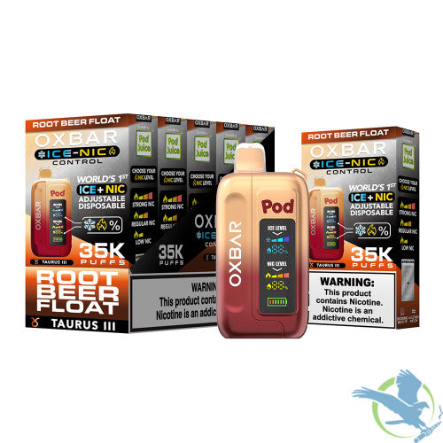Pod Juice x OXBAR Ice + Nic Control 35K Puffs 14ML Adjustable Disposable Device With Mega Screen - Display of 5