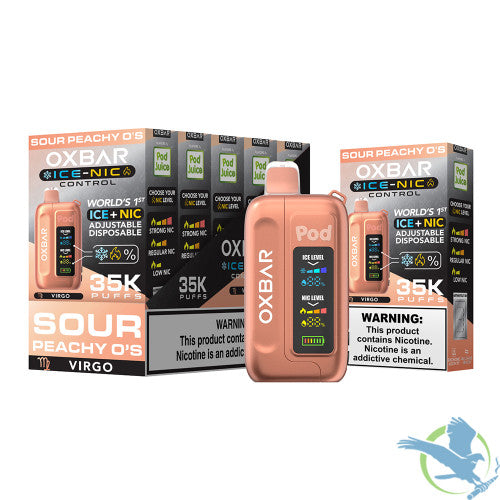 Pod Juice x OXBAR Ice + Nic Control 35K Puffs 14ML Adjustable Disposable Device With Mega Screen - Display of 5