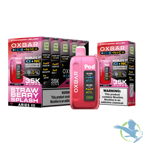 Pod Juice x OXBAR Ice + Nic Control 35K Puffs 14ML Adjustable Disposable Device With Mega Screen - Display of 5