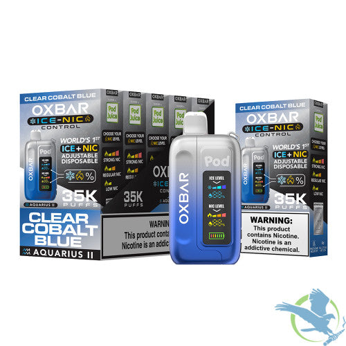 Pod Juice x OXBAR Ice + Nic Control 35K Puffs 14ML Adjustable Disposable Device With Mega Screen - Display of 5