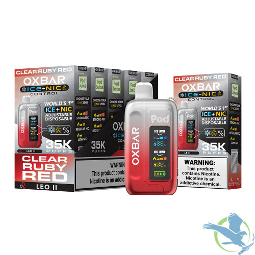 Pod Juice x OXBAR Ice + Nic Control 35K Puffs 14ML Adjustable Disposable Device With Mega Screen - Display of 5
