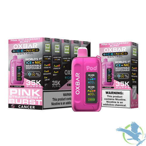 Pod Juice x OXBAR Ice + Nic Control 35K Puffs 14ML Adjustable Disposable Device With Mega Screen - Display of 5
