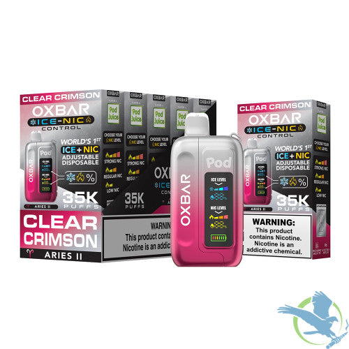 Pod Juice x OXBAR Ice + Nic Control 35K Puffs 14ML Adjustable Disposable Device With Mega Screen - Display of 5