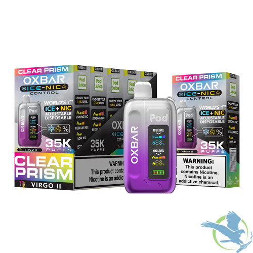 Pod Juice x OXBAR Ice + Nic Control 35K Puffs 14ML Adjustable Disposable Device With Mega Screen - Display of 5
