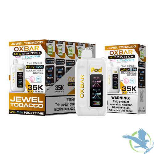 Pod Juice x OXBAR Nic Switch 35K Puffs 14ML Adjustable Disposable Device With Nic + Flavor Control & Mega Screen - Display of 5